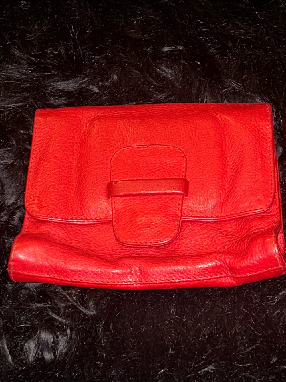 VTG 80’s Kenneth Cole Reaction Pebbled Leather Mirror Utility Tab Clutch Wallet